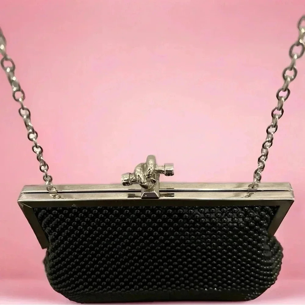 Jessica McClintock Black Beaded Shoulder/Crossbody or Clutch Purse Never used - Picture 3 of 10